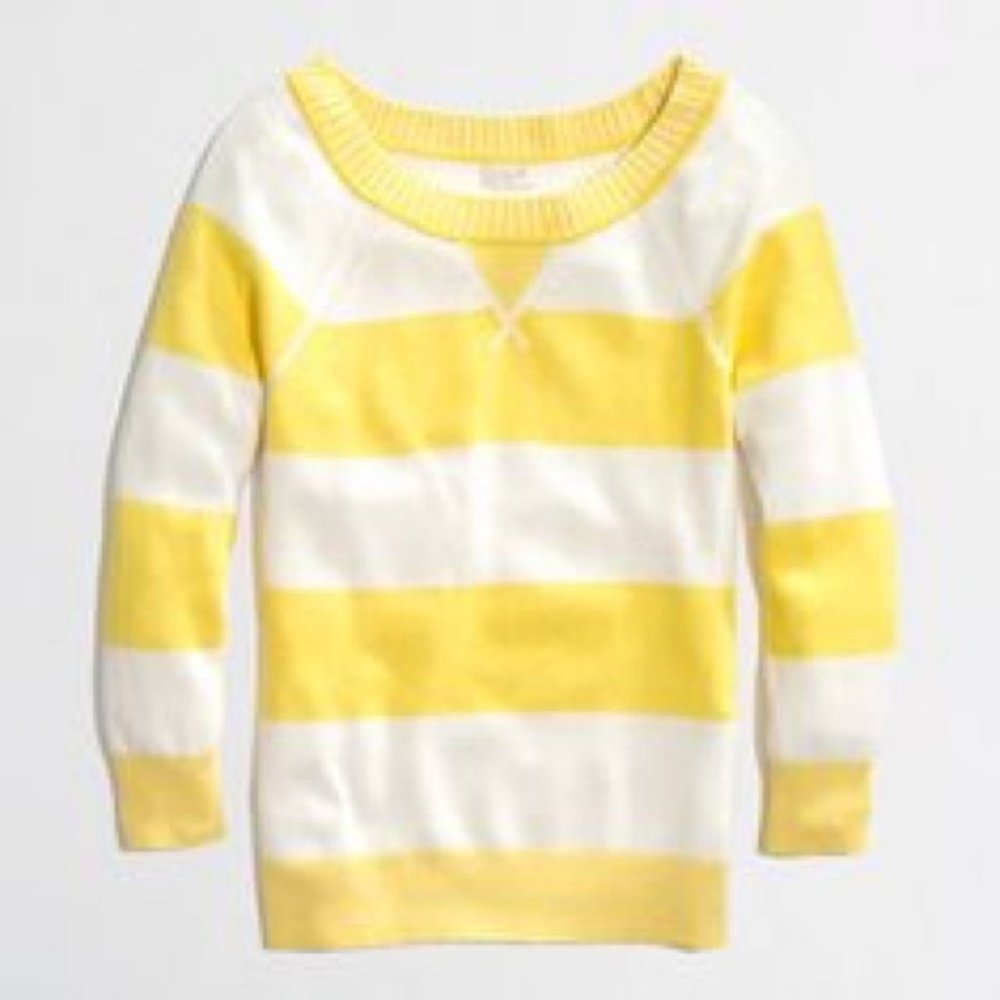 J.Crew Yellow & White Stripe Wool Sweater Medium